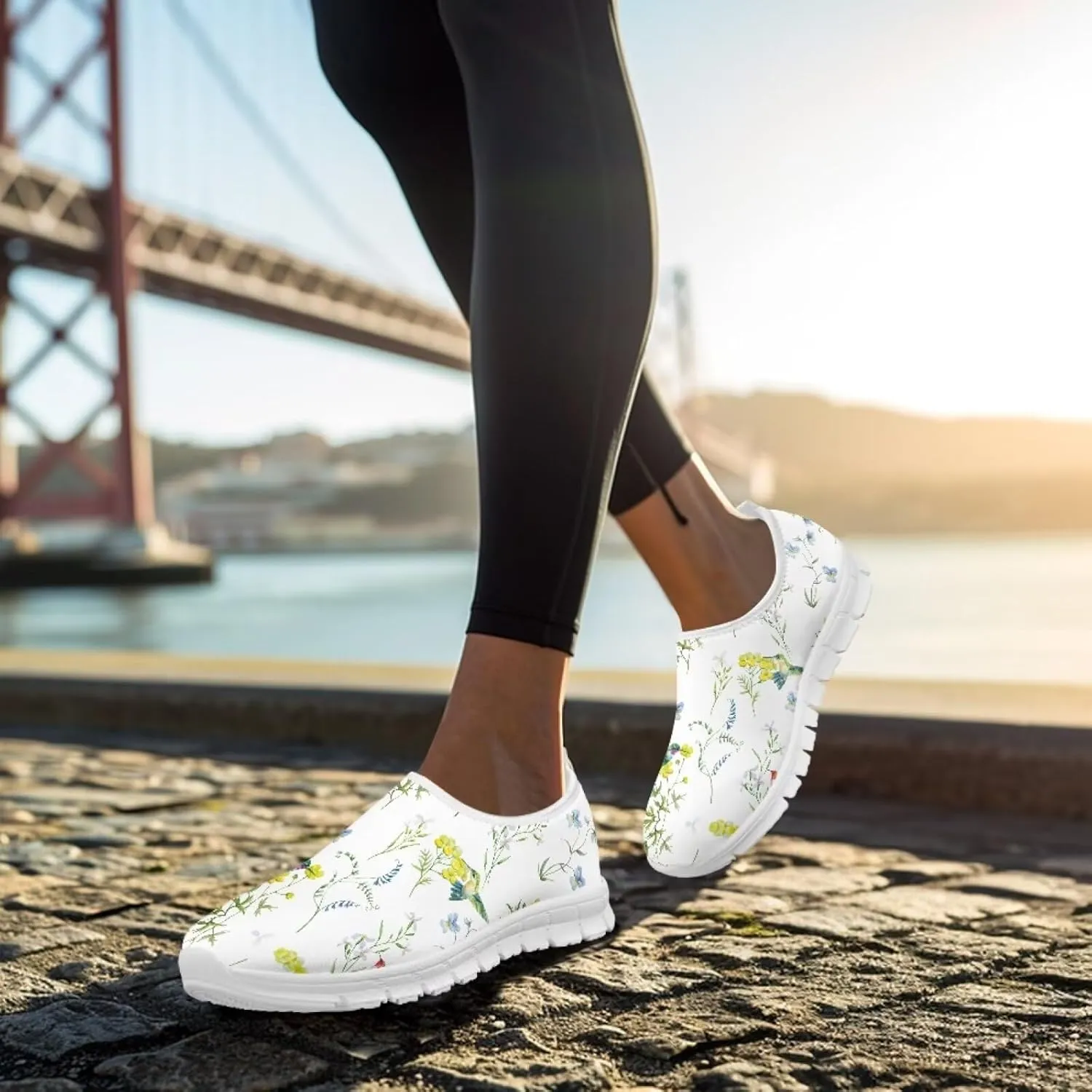 Coloranimal Flats for Women Slip On Shoes Causal Womens Loafers Walking Shoes Lightweight Mesh Athletic Shoes with Anti Skid Sole