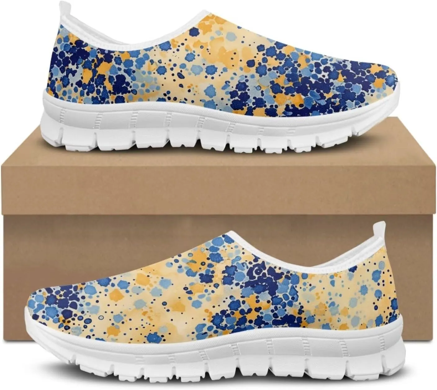 Coloranimal Flats for Women Slip On Shoes Causal Womens Loafers Walking Shoes Lightweight Mesh Athletic Shoes with Anti Skid Sole