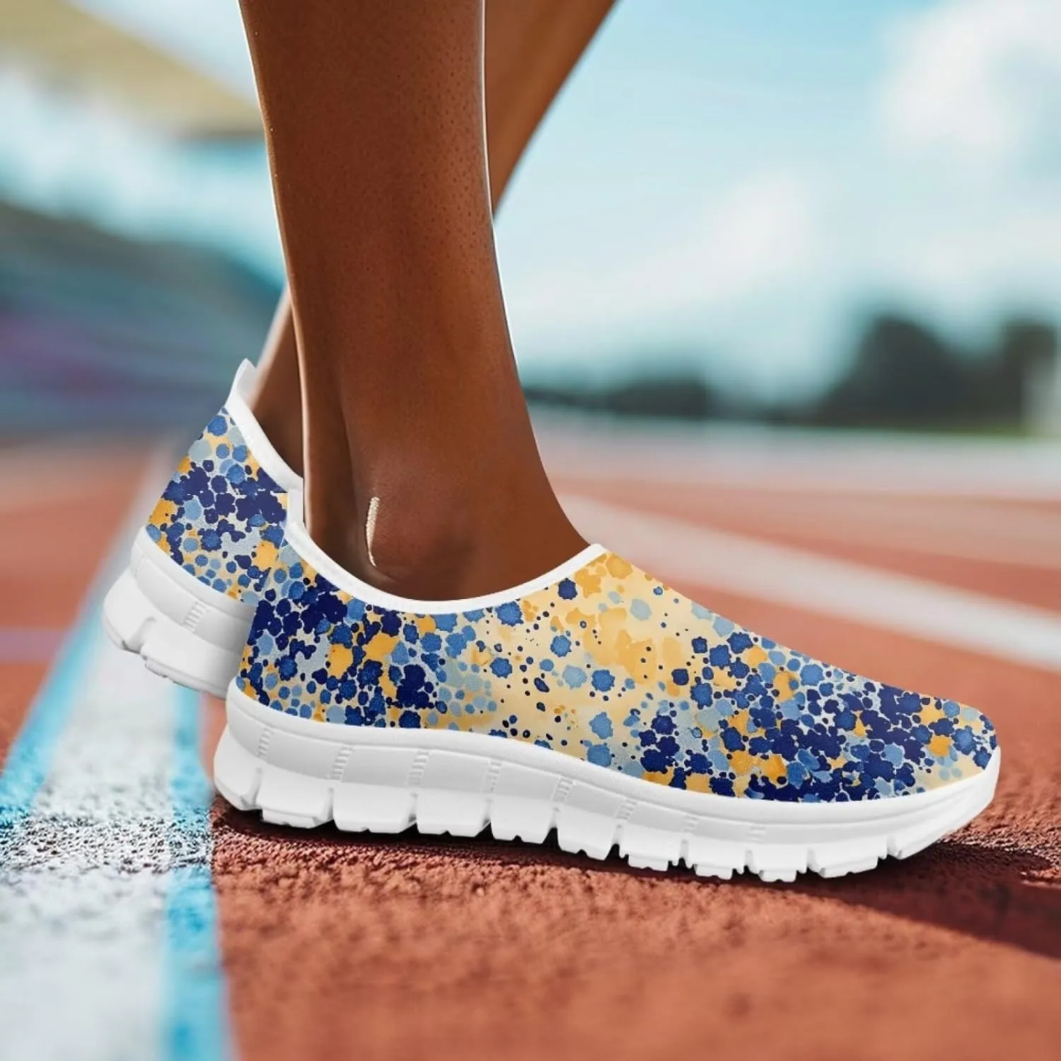 Coloranimal Flats for Women Slip On Shoes Causal Womens Loafers Walking Shoes Lightweight Mesh Athletic Shoes with Anti Skid Sole