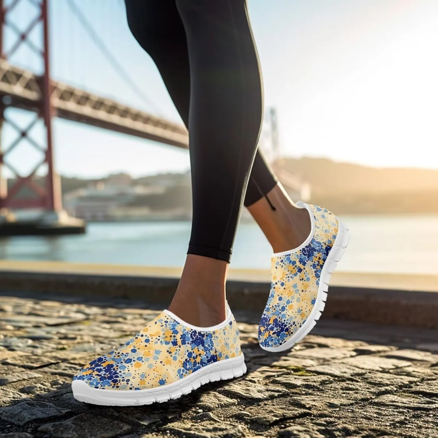 Coloranimal Flats for Women Slip On Shoes Causal Womens Loafers Walking Shoes Lightweight Mesh Athletic Shoes with Anti Skid Sole