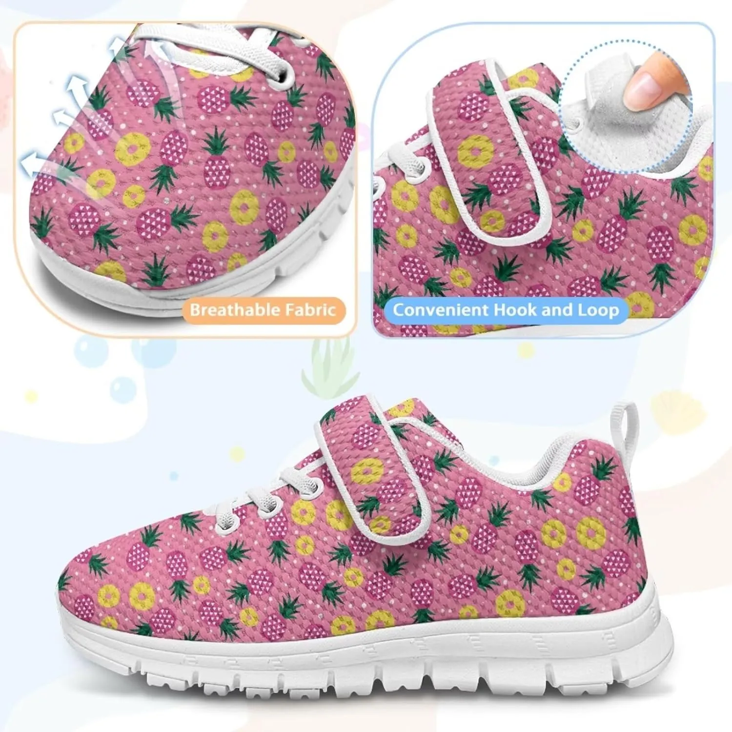 Coloranimal Kids Sneakers Walking Shoes Sports Shoes for Girls Slip On Sneakers Running Shoes Single Buckle Lace Up Shoes