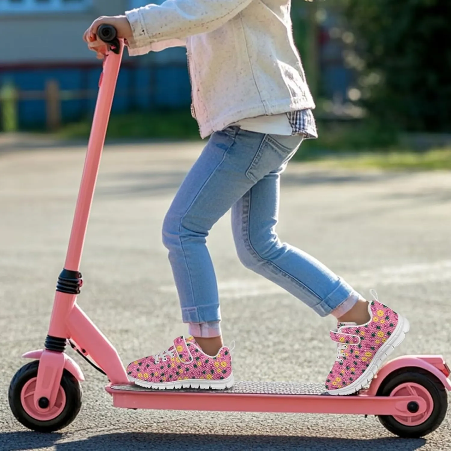 Coloranimal Kids Sneakers Walking Shoes Sports Shoes for Girls Slip On Sneakers Running Shoes Single Buckle Lace Up Shoes
