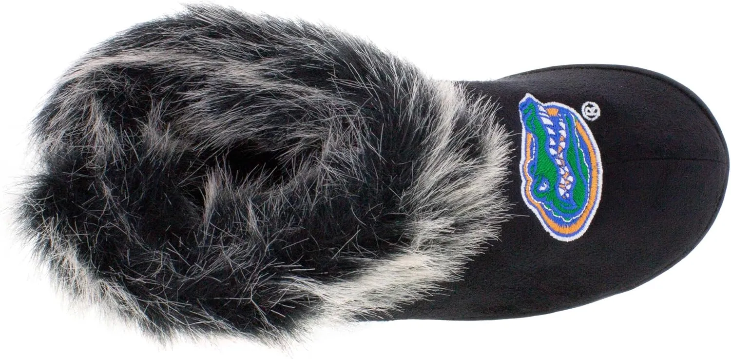 Comfy Feet Womens NCAA Faux Sheepskin Furry Top Indoor Outdoor Slippers