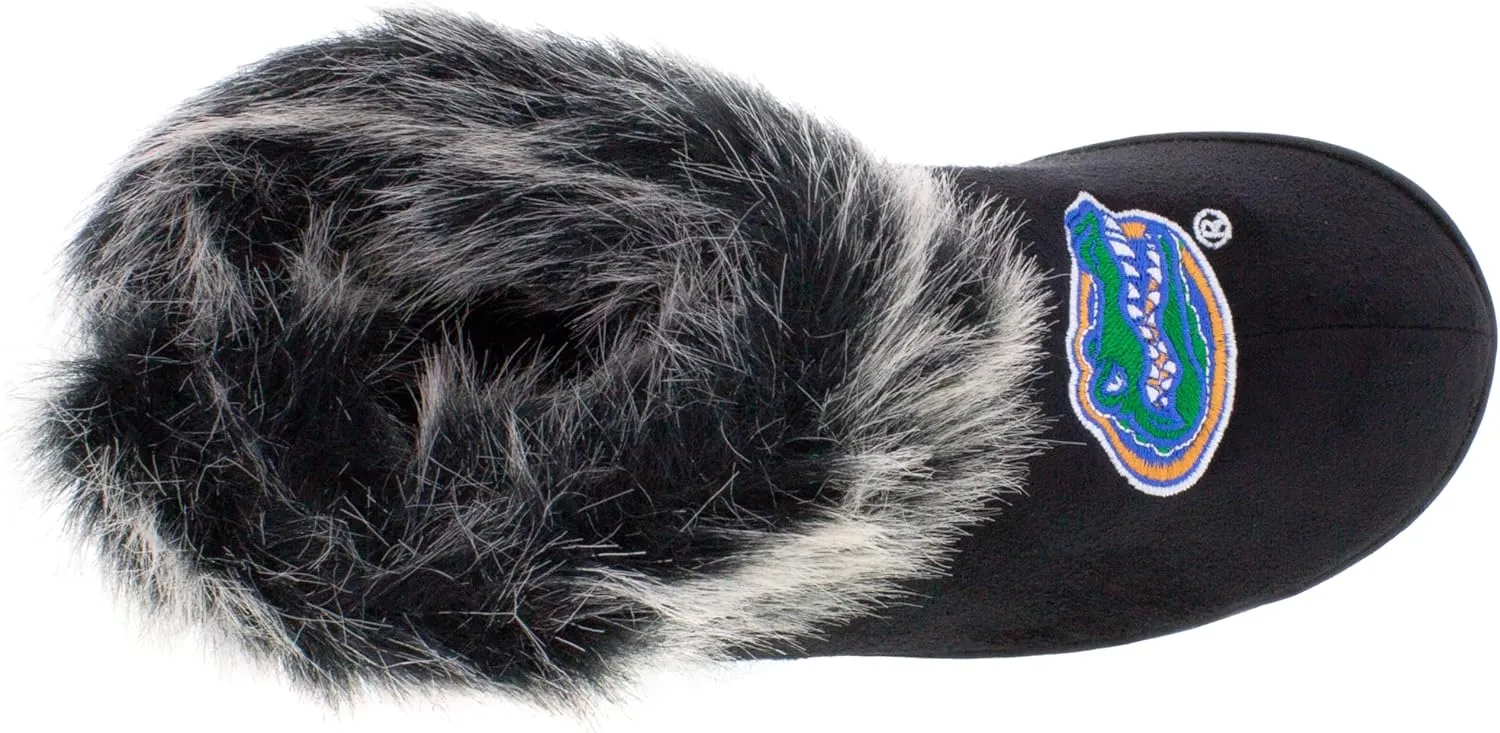 Comfy Feet Womens NCAA Faux Sheepskin Furry Top Indoor Outdoor Slippers