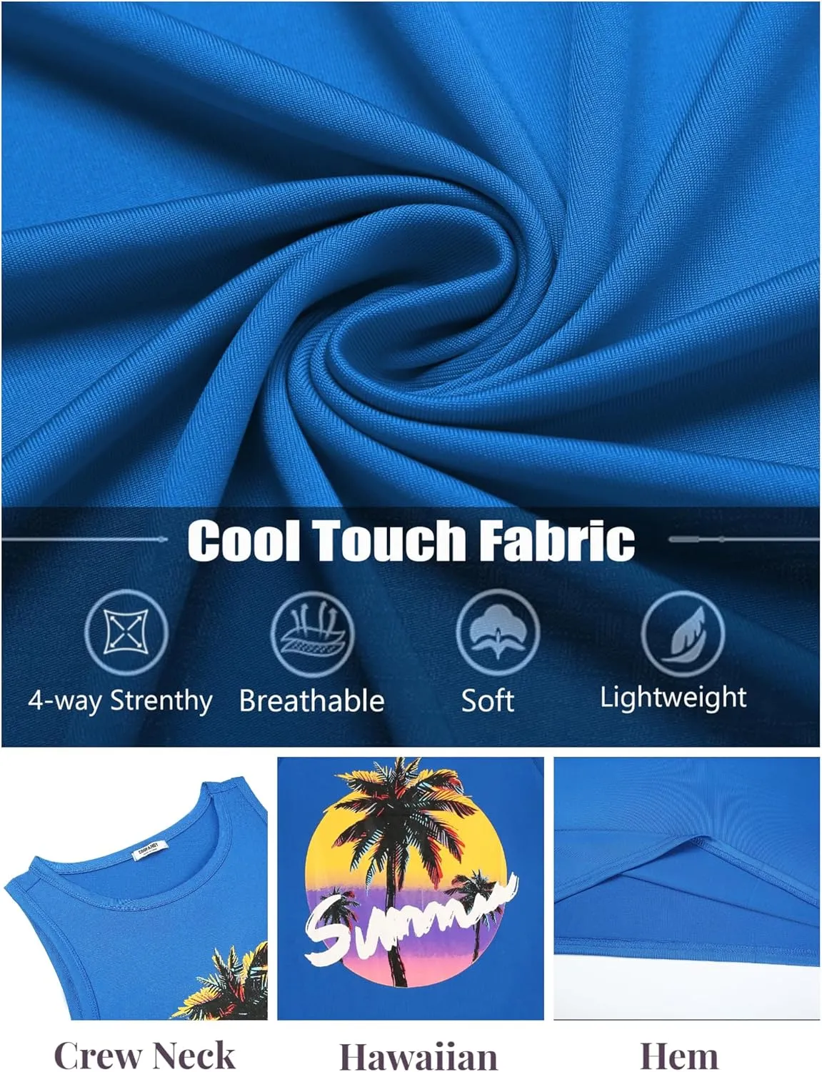 COOFANDY Mens Tank Tops Beach Summer Sleeveless Graphic T Shirts Palm Tree Vacation Quick Dry Muscle Gym Tank