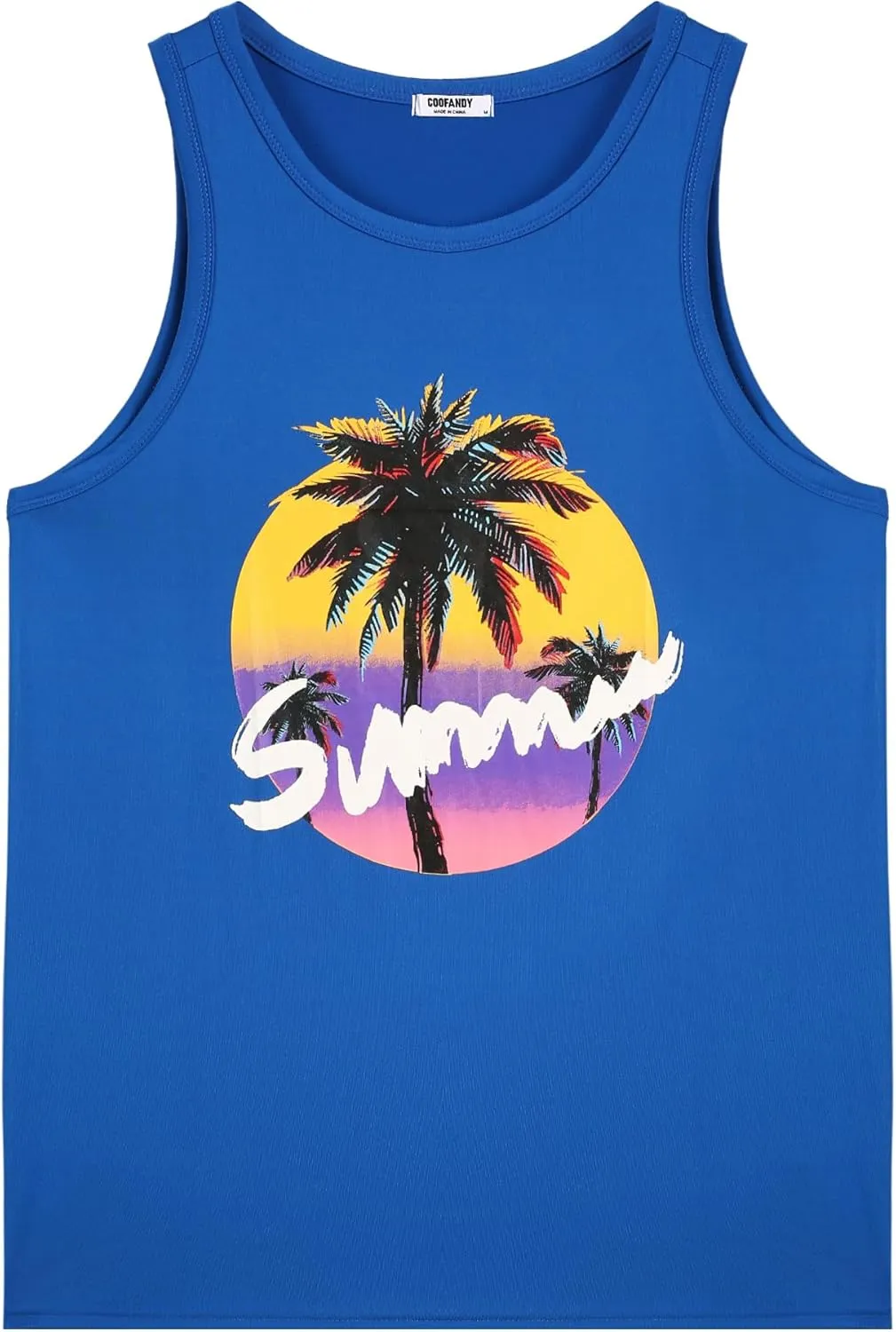 COOFANDY Mens Tank Tops Beach Summer Sleeveless Graphic T Shirts Palm Tree Vacation Quick Dry Muscle Gym Tank