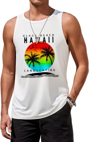COOFANDY Mens Tank Tops Beach Summer Sleeveless Graphic T Shirts Palm Tree Vacation Quick Dry Muscle Tank