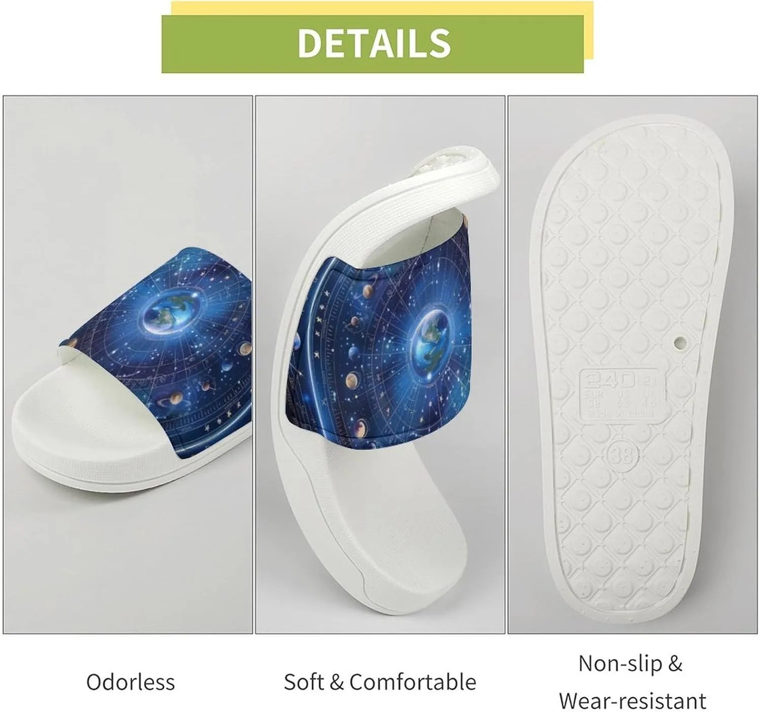 Cosmic Compass Funny House Sandals Non Slip Shower Slippers Quick Drying Bathroom Shoes for Women Men
