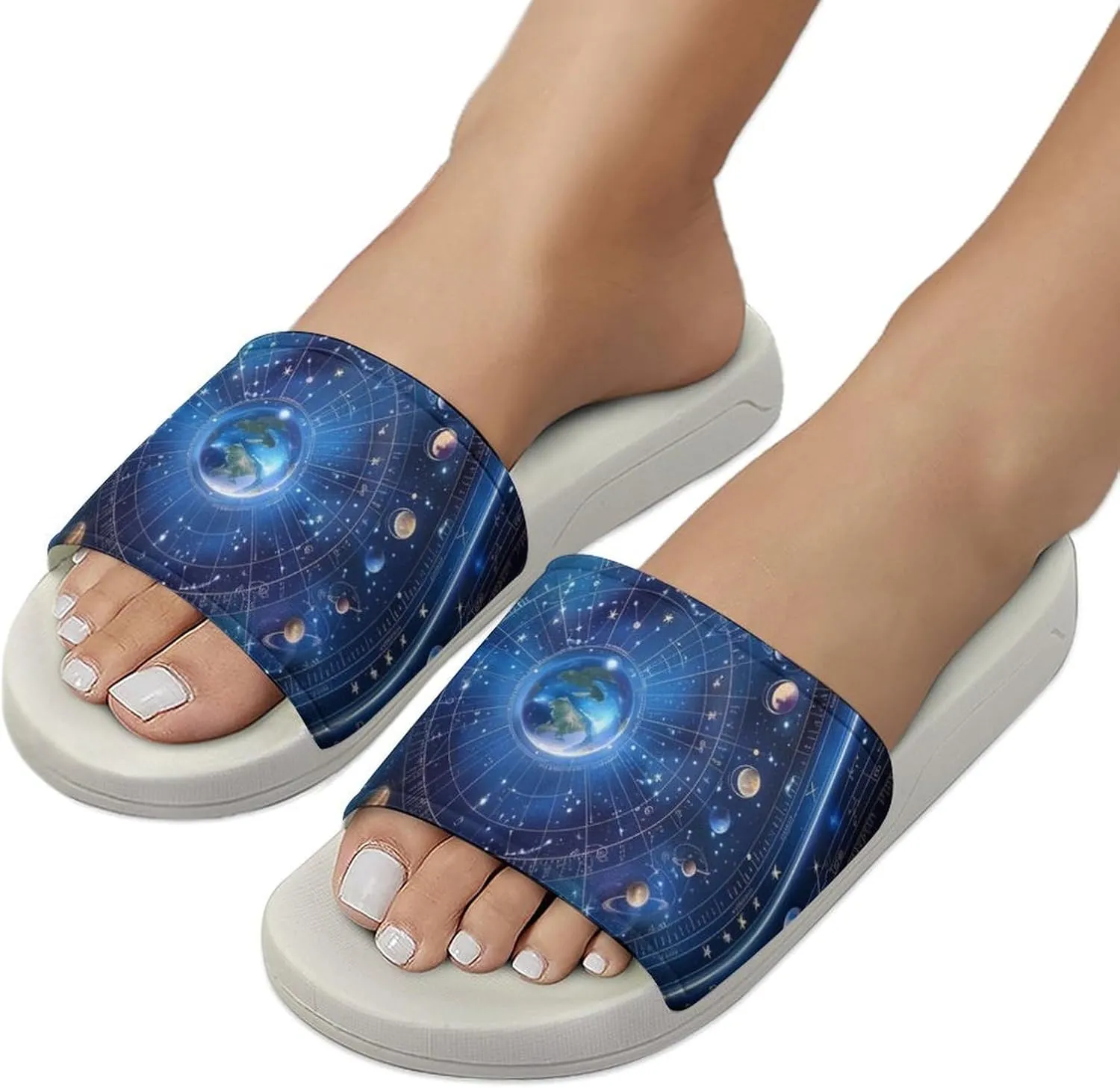 Cosmic Compass Funny House Sandals Non Slip Shower Slippers Quick Drying Bathroom Shoes for Women Men