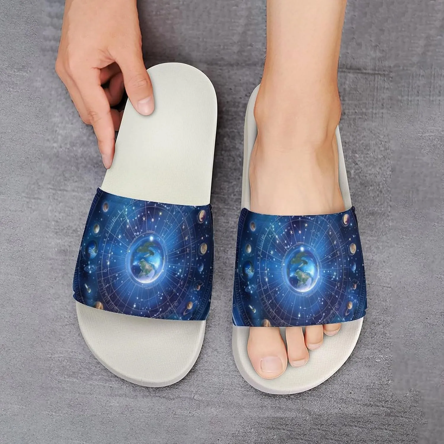 Cosmic Compass Funny House Sandals Non Slip Shower Slippers Quick Drying Bathroom Shoes for Women Men