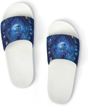 Cosmic Compass Funny House Sandals Non Slip Shower Slippers Quick Drying Bathroom Shoes for Women Men
