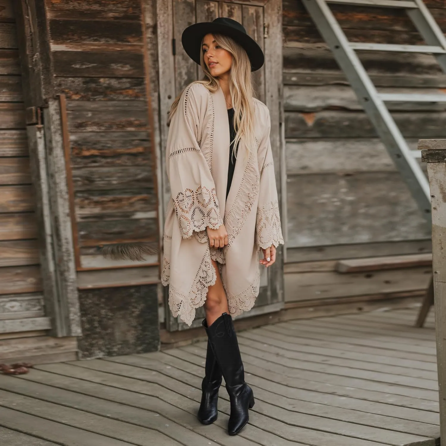 Cowgirl Boots for Women Square Toe Western Cowboy Boots Knee High Chunky Heel Pull On Tall Boots