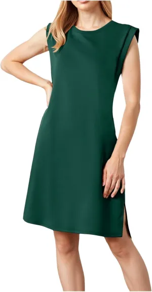 Crew-Neck Summer Casual Beach Dress for Women 2025 Vacation Women's Sleeveless Sundress with Split