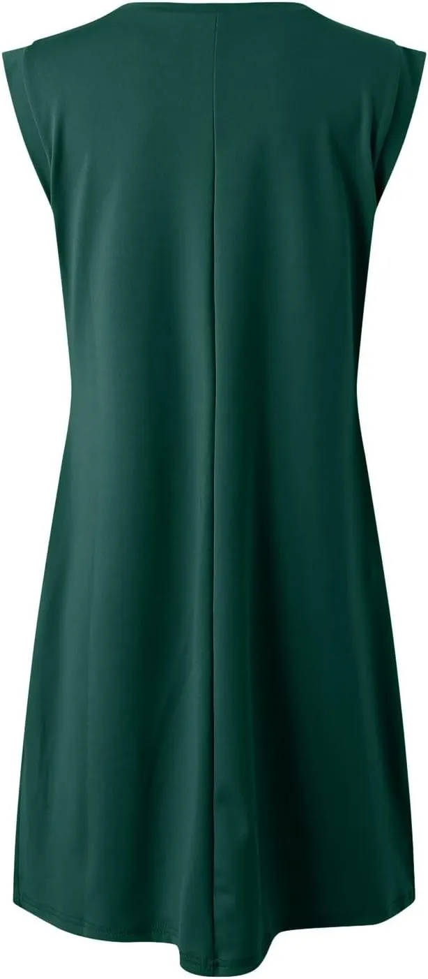Crew-Neck Summer Casual Beach Dress for Women 2025 Vacation Women's Sleeveless Sundress with Split