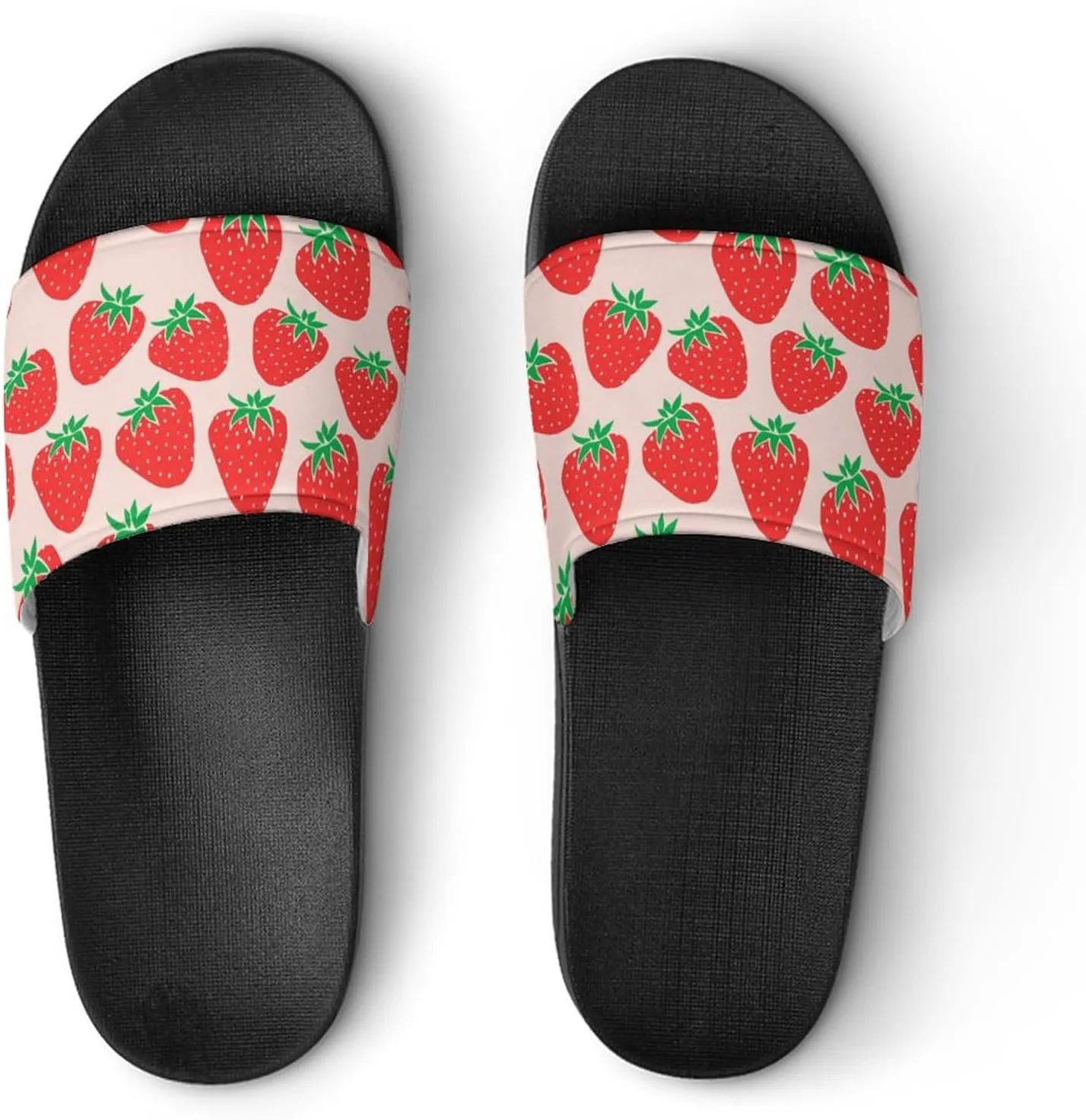 Cute Strawberries Womens Slide Sandals Non Slip Summer House Slippers for Girls Slip-on Flip Flops