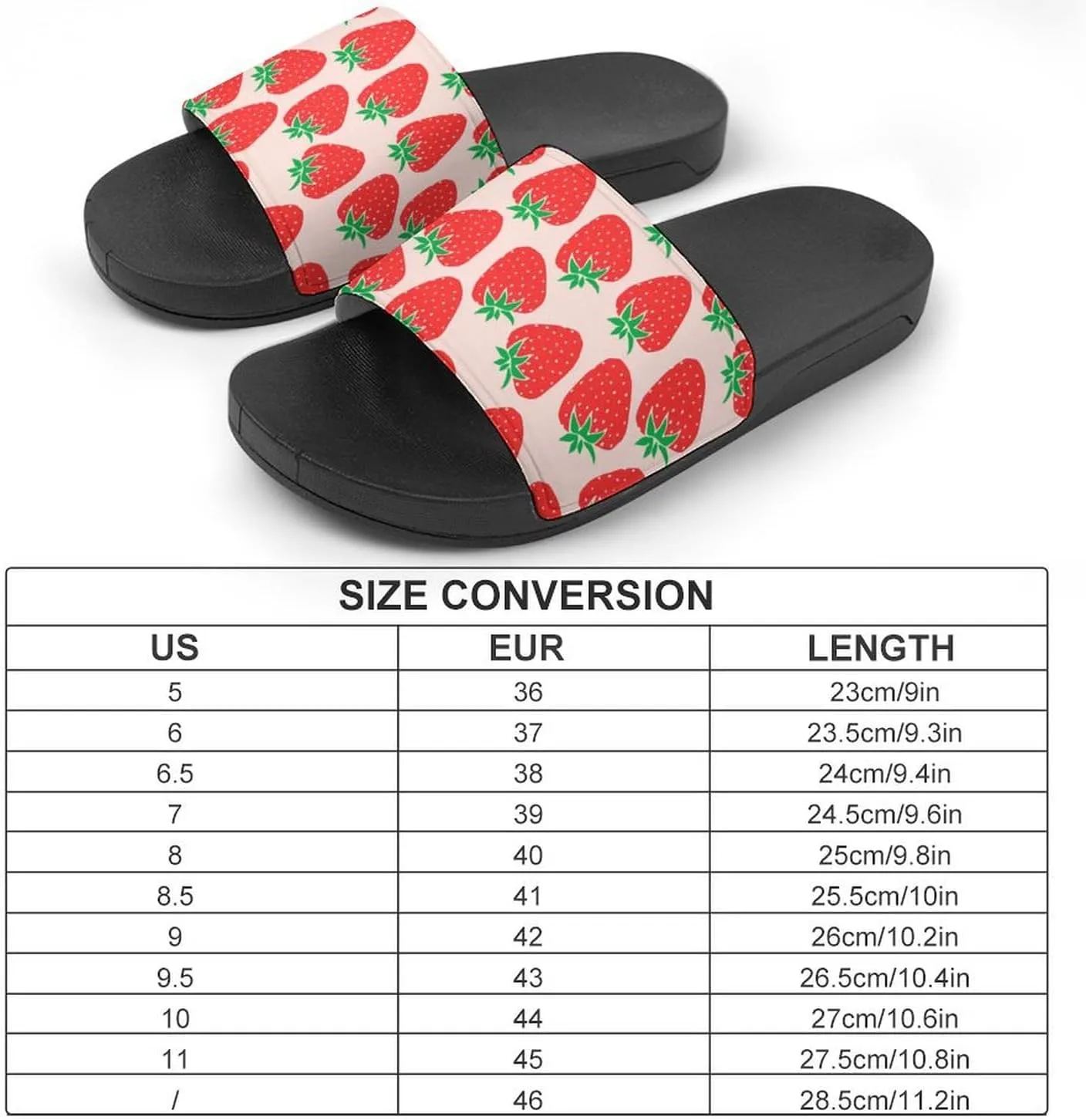 Cute Strawberries Womens Slide Sandals Non Slip Summer House Slippers for Girls Slip-on Flip Flops