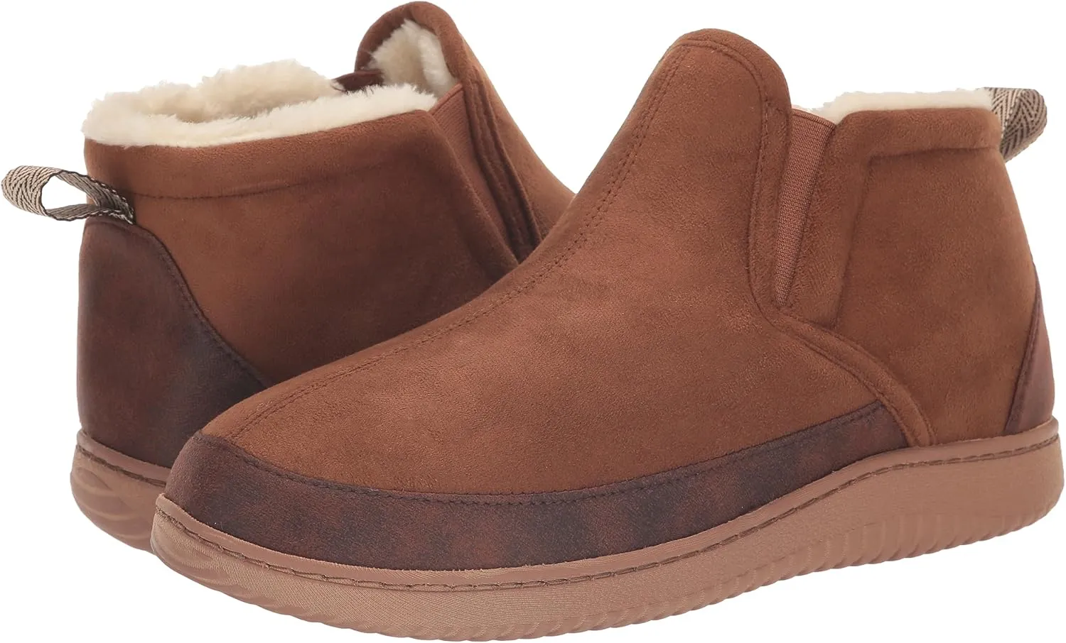Dearfoams Men's Spencer Microsuede Indoor/Outdoor Comfort Boot with Fleece Lining