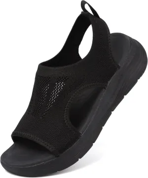 DimaiGlobal Women's Walking Sandals Arch Support Orthotic Comfort Slip-On Sport Sandals Open-Toe Platform Sandals for Plantar Fasciitis Summer Beach Casual
