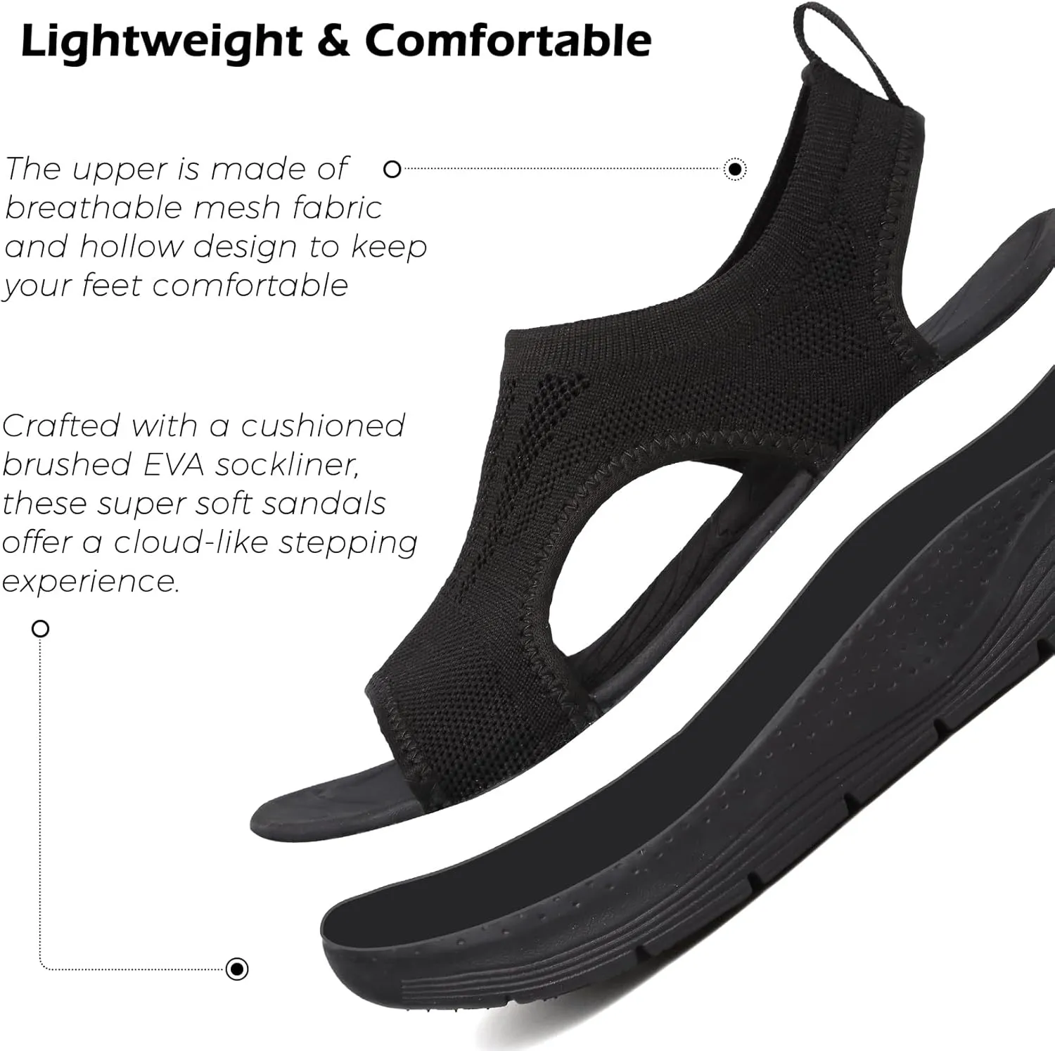 DimaiGlobal Women's Walking Sandals Arch Support Orthotic Comfort Slip-On Sport Sandals Open-Toe Platform Sandals for Plantar Fasciitis Summer Beach Casual