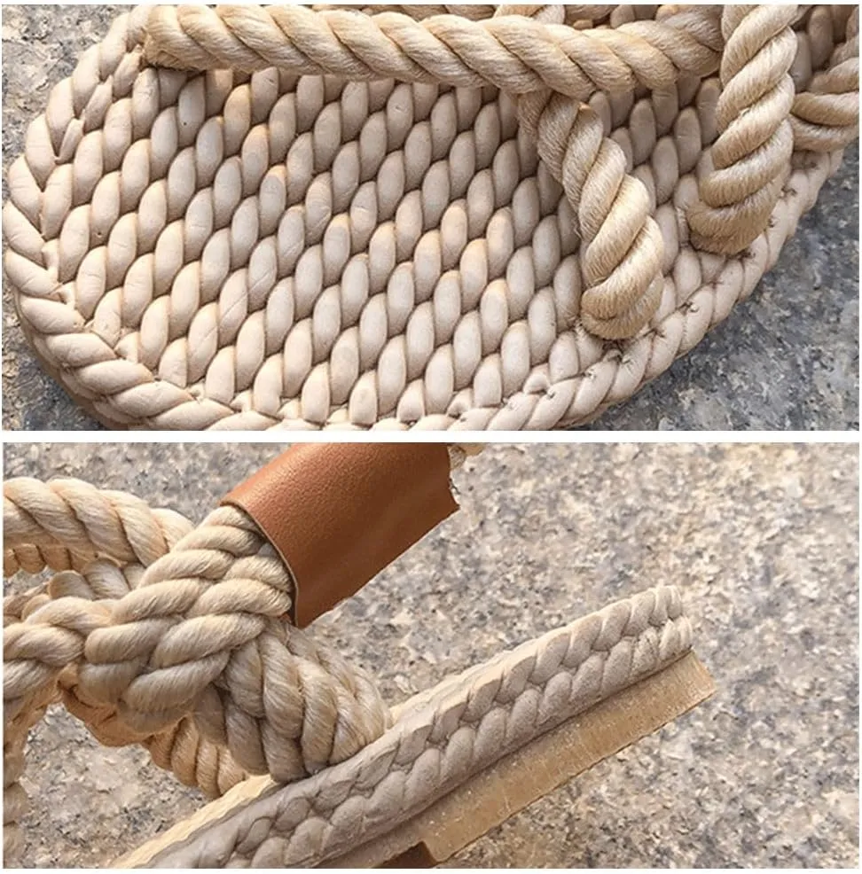Discover Comfort and Style: Women’s Braided Rope Sandals - Crisscross Strappy Open Toe Summer Slides! Retro Weaved Bohemian Straw Shoes for Every Occasion!