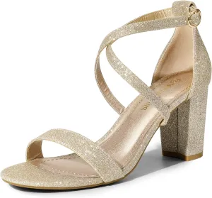 DREAM PAIRS Women’s Ankle Strap Dress Low Chunky Block Open Toe Heel Sandals for Party Wedding