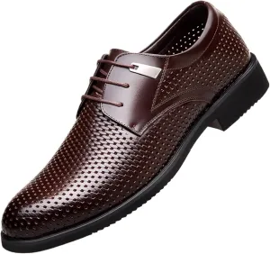 Dress Shoes For Men Summer cowhide hollow leather shoes men's comfortable breathable leather sandals fashionable lace-up lightweight business shoes