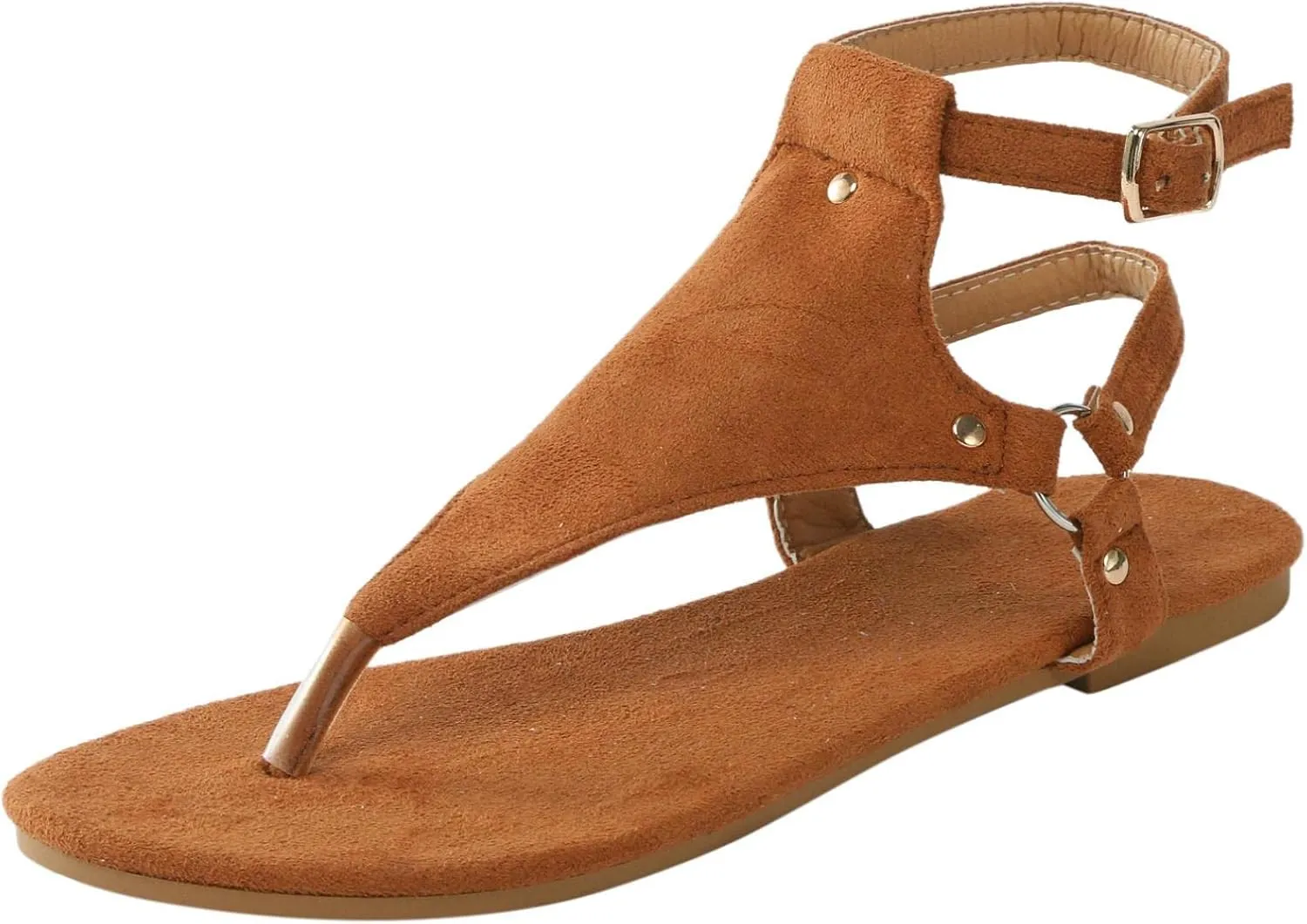 Dressy Thong Sandals for Women Open Toe Shoes Flat Beach Sandals Buckle Ankle Strap Casual Summer Retro Gladiator Sandals