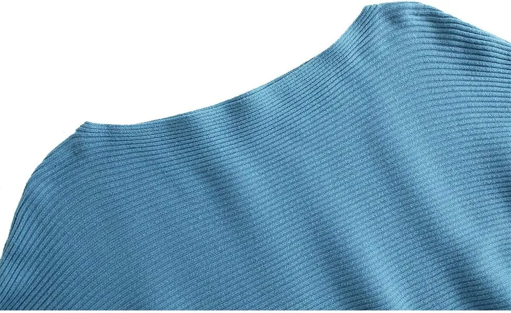 EDSTAR Women Dolman Batwing Sleeves Knitted Sweaters Winter Boat Neck Pullovers Tops