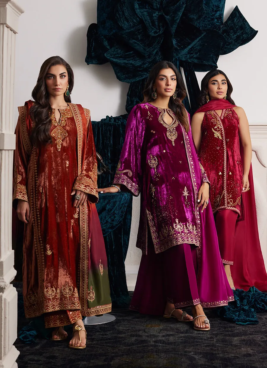 Emili Velvet Shirt And Dupatta - Velvets the Afterparty 24 by Farah Talib Aziz