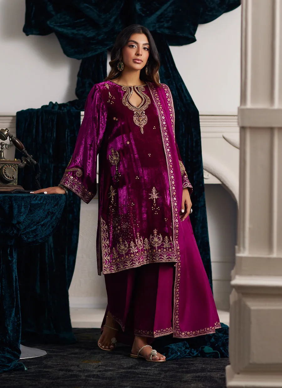 Emili Velvet Shirt And Dupatta - Velvets the Afterparty 24 by Farah Talib Aziz