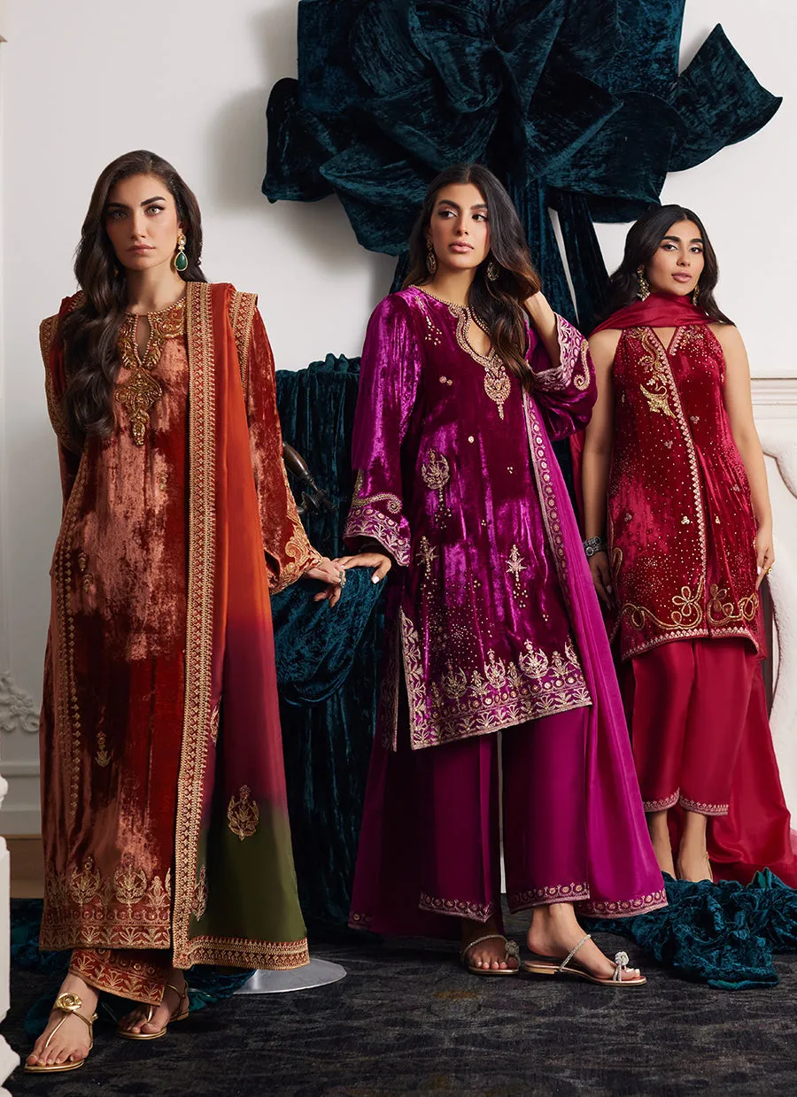 Emili Velvet Shirt And Dupatta - Velvets the Afterparty 24 by Farah Talib Aziz