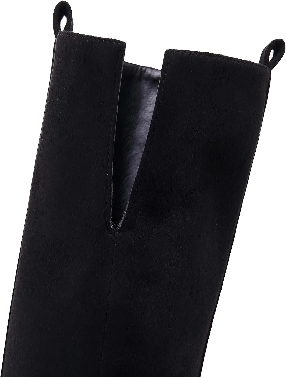 Ermonn Womens Faux Suede Knee High Side Zipper Chunky Heel Stretch Winter Boots