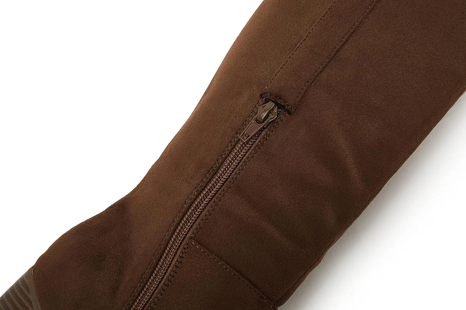Ermonn Womens Faux Suede Knee High Side Zipper Chunky Heel Stretch Winter Boots