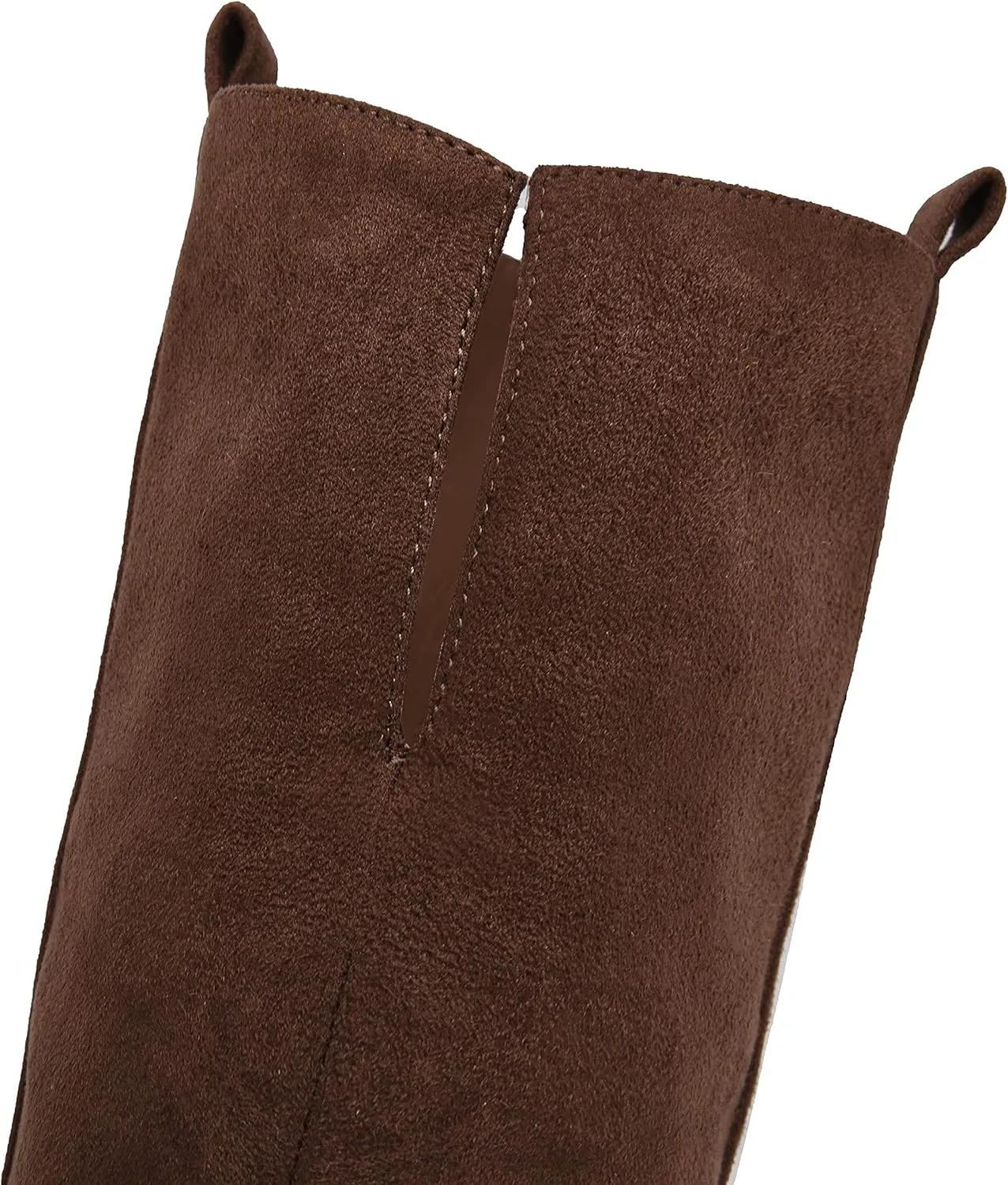 Ermonn Womens Faux Suede Knee High Side Zipper Chunky Heel Stretch Winter Boots