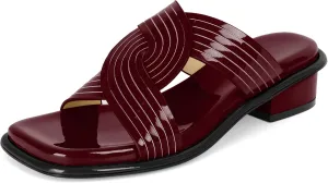 Esvowido Women Low Heel Sandals Square Open Toe Block Chunky Heel Slip On Mules Summer Casual Beach Vacation 1.25 Inch Shoes