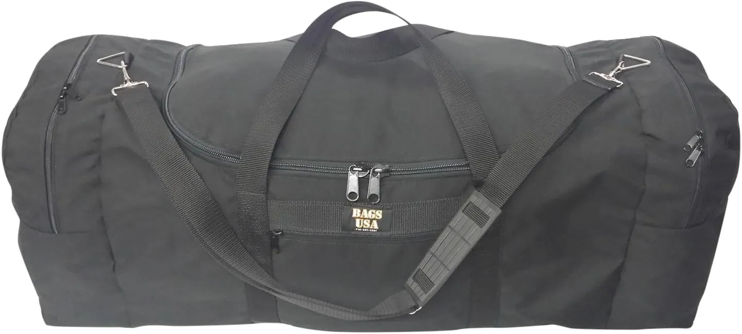 Extra Ex Large Triple Travel Bag, scuba Gear, snow Skiing Gear Clothes Made in USA. (Black)