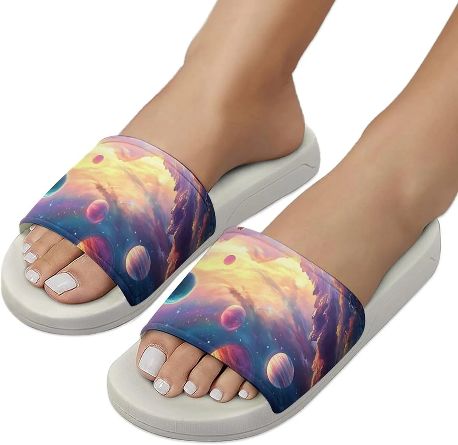 Fantasy Celestial Planets Funny House Sandals Non Slip Shower Slippers Quick Drying Bathroom Shoes for Women Men