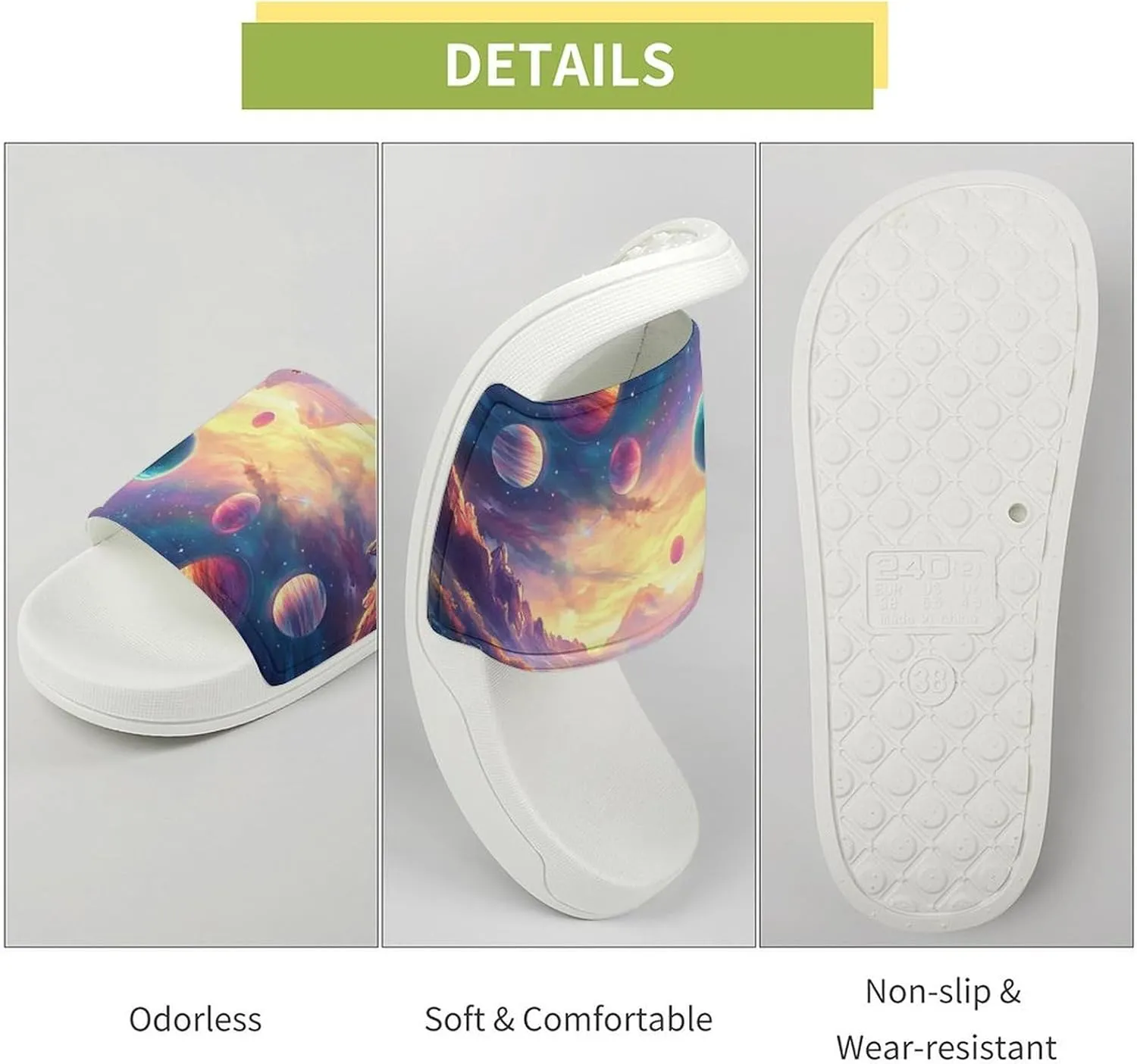 Fantasy Celestial Planets Funny House Sandals Non Slip Shower Slippers Quick Drying Bathroom Shoes for Women Men