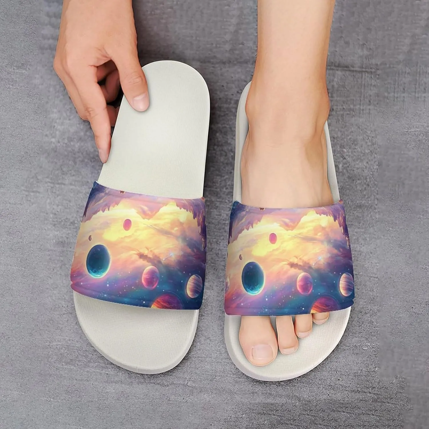 Fantasy Celestial Planets Funny House Sandals Non Slip Shower Slippers Quick Drying Bathroom Shoes for Women Men
