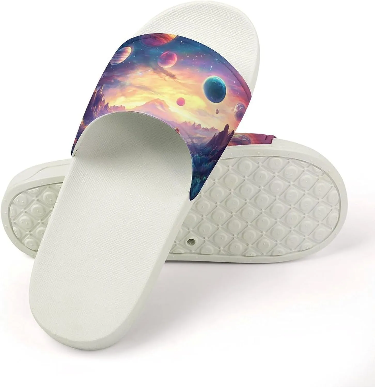 Fantasy Celestial Planets Funny House Sandals Non Slip Shower Slippers Quick Drying Bathroom Shoes for Women Men