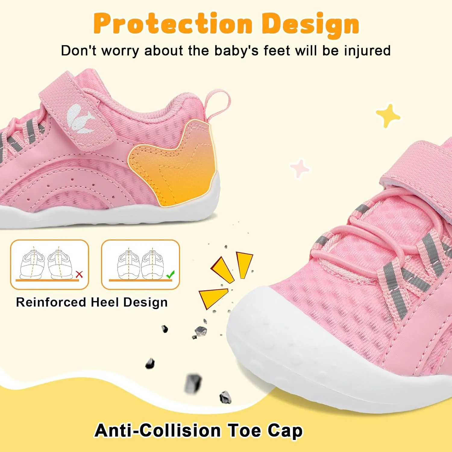 FEETCITY Wide Baby Shoes Boys Girls Baby Barefoot Shoes Breathable Infant Walking Shoe Crib Sock Shoe Toddler Sneakers Flexible