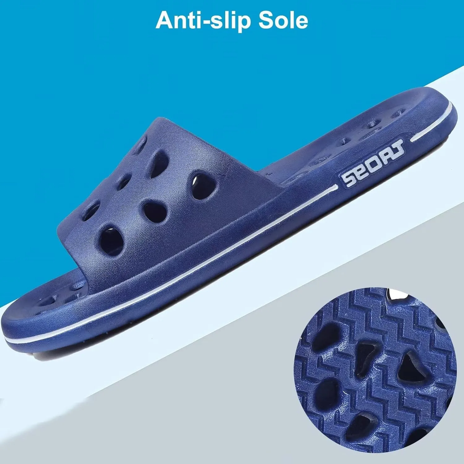 FINLEOO Shower Shoes for Women Men, Comfortable Arch Support Quick Drying Pool Slides, Non-Slip Beach Sandals Bathroom Travel College Dorm Shower Slippers
