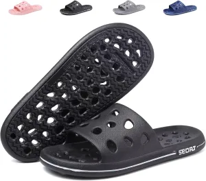 FINLEOO Shower Shoes for Women Men, Comfortable Arch Support Quick Drying Pool Slides, Non-Slip Beach Sandals Bathroom Travel College Dorm Shower Slippers