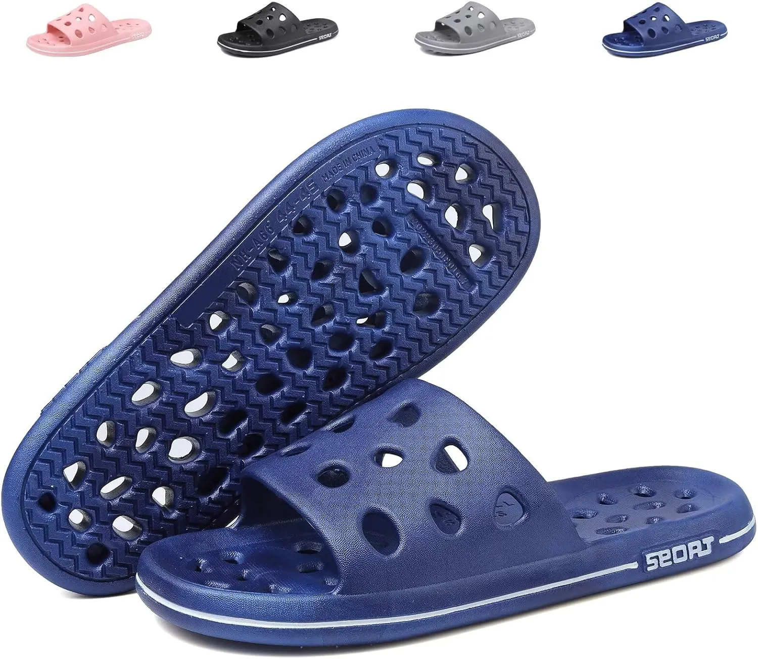 FINLEOO Shower Shoes for Women Men, Comfortable Arch Support Quick Drying Pool Slides, Non-Slip Beach Sandals Bathroom Travel College Dorm Shower Slippers