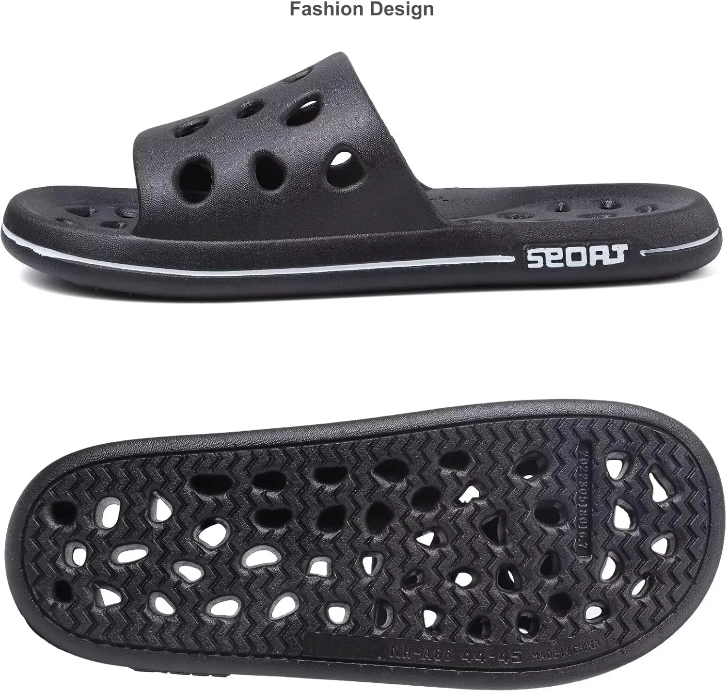 FINLEOO Shower Shoes for Women Men, Comfortable Arch Support Quick Drying Pool Slides, Non-Slip Beach Sandals Bathroom Travel College Dorm Shower Slippers
