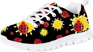 Forchrinse Tropical Hibiscus Palm Print Girls Sneakers Lace up Non Slip Running Walking Shoes Lightweight Athletic Shoes for School Travel