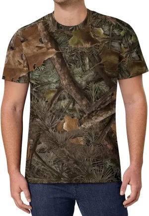 Forest Camouflage Men's Casual T-Shirts Short Sleeve Crewneck Summer Stretchy Shirt Tops
