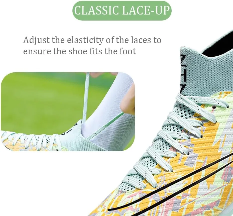 GEXECEUSS Men's Lightweight Football Cleats for Training: Boys High-Top Soccer Boots for Outdoor - Youth Professional Futsal Shoes