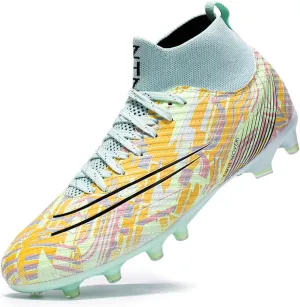 GEXECEUSS Men's Lightweight Football Cleats for Training: Boys High-Top Soccer Boots for Outdoor - Youth Professional Futsal Shoes