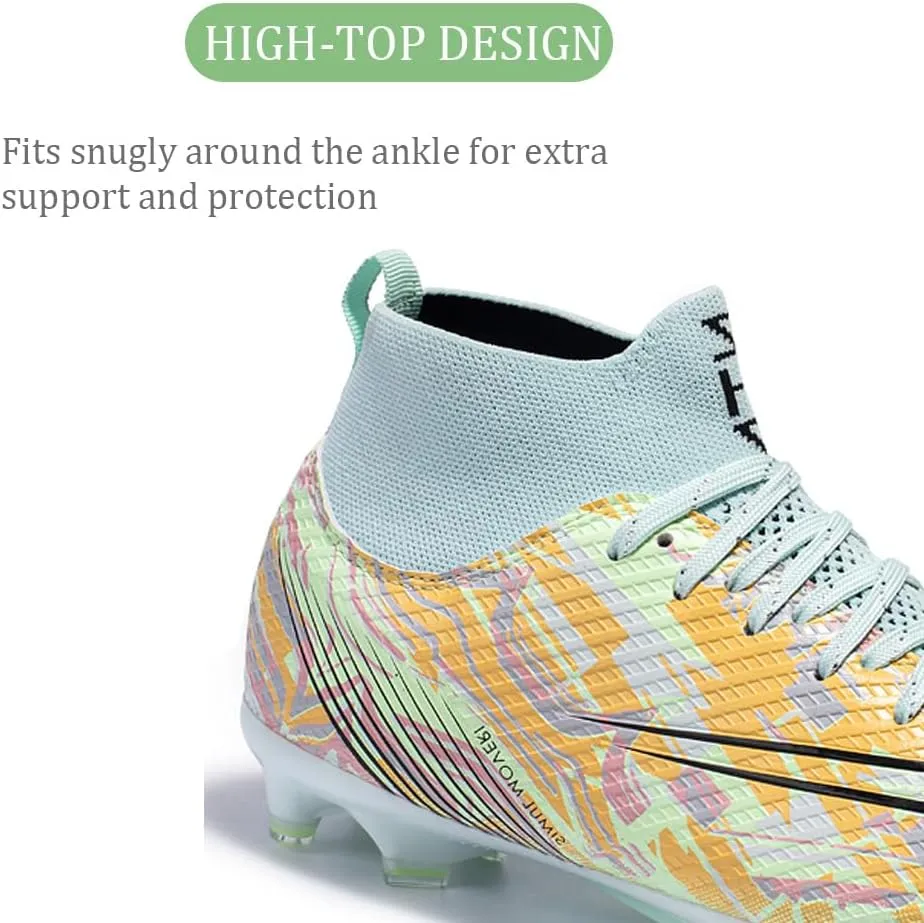 GEXECEUSS Men's Lightweight Football Cleats for Training: Boys High-Top Soccer Boots for Outdoor - Youth Professional Futsal Shoes